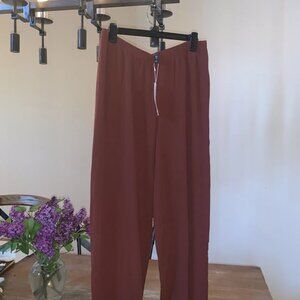 NWT Eileen Fisher REDWOOD Silk Georgette Crepe Straight Ankle Pant
